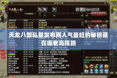 天龙八部私服发布网人气最旺的秘钥藏在哪老鸟指路