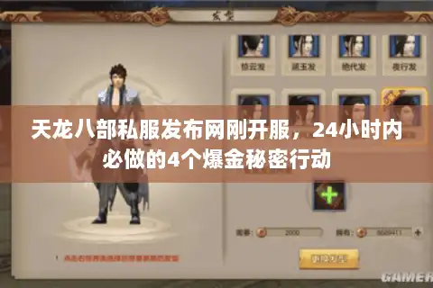 天龙八部私服发布网刚开服，24小时内必做的4个爆金秘密行动