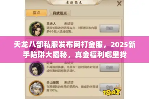天龙八部私服发布网打金服，2025新手陷阱大揭秘，真金福利哪里找