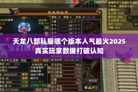 天龙八部私服哪个版本人气最火2025真实玩家数据打破认知 天龙八部私服哪个版本人气最火2025真实玩家数据打破认知