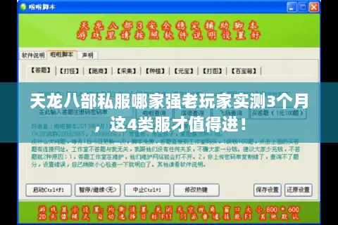 天龙八部私服哪家强老玩家实测3个月，这4类服才值得进！