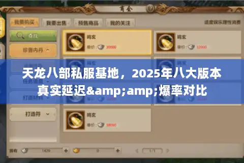 天龙八部私服基地，2025年八大版本真实延迟&amp;爆率对比