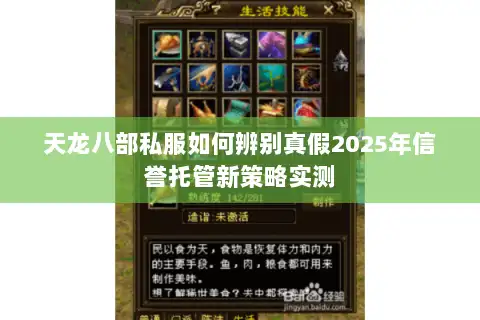天龙八部私服如何辨别真假2025年信誉托管新策略实测