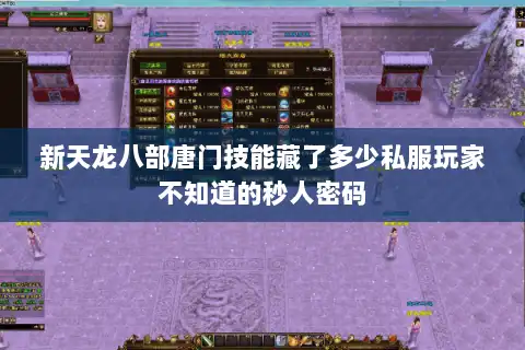 新天龙八部唐门技能藏了多少私服玩家不知道的秒人密码 新天龙八部唐门技能藏了多少私服玩家不知道的秒人密码