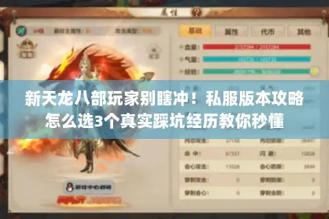 新天龙八部玩家别瞎冲!私服版本攻略怎么选3个真实踩坑经历教你秒懂 新天龙八部玩家别瞎冲!私服版本攻略怎么选3个真实踩坑经历教你秒懂