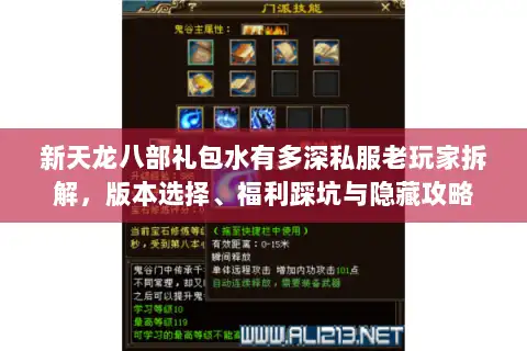 新天龙八部礼包水有多深私服老玩家拆解，版本选择、福利踩坑与隐藏攻略