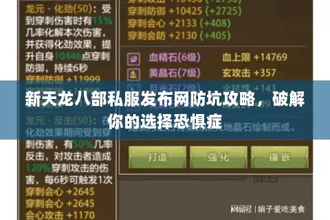 新天龙八部私服发布网防坑攻略，破解你的选择恐惧症
