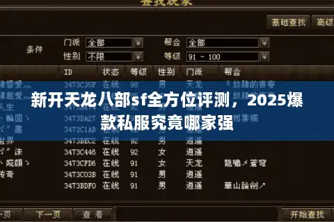 新开天龙八部sf全方位评测，2025爆款私服究竟哪家强