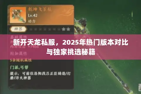 新开天龙私服，2025年热门版本对比与独家挑选秘籍