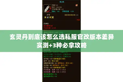 玄灵丹到底该怎么选私服官改版本差异实测+3种必拿攻略