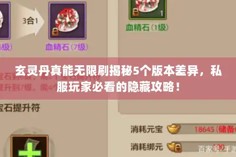 玄灵丹真能无限刷揭秘5个版本差异，私服玩家必看的隐藏攻略！