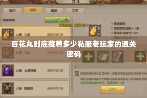 百花丸到底藏着多少私服老玩家的通关密码