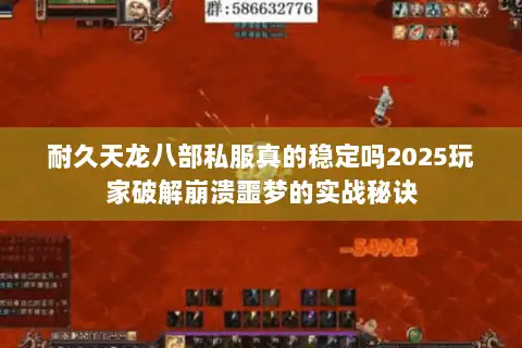 耐久天龙八部私服真的稳定吗2025玩家破解崩溃噩梦的实战秘诀