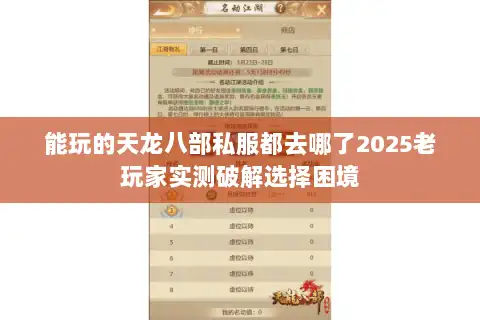 能玩的天龙八部私服都去哪了2025老玩家实测破解选择困境