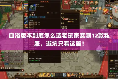 血浴版本到底怎么选老玩家实测12款私服，避坑只看这篇！