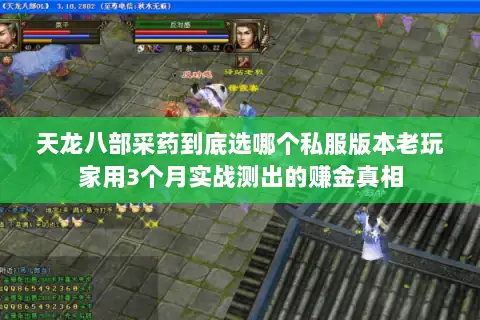 天龙八部采药到底选哪个私服版本老玩家用3个月实战测出的赚金真相 天龙八部采药到底选哪个私服版本老玩家用3个月实战测出的赚金真相