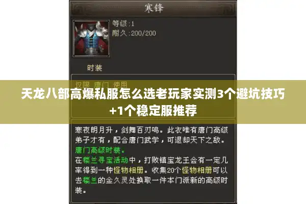天龙八部高爆私服怎么选老玩家实测3个避坑技巧+1个稳定服推荐