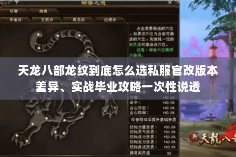 天龙八部龙纹到底怎么选私服官改版本差异、实战毕业攻略一次性说透