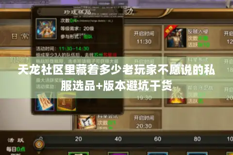 天龙社区里藏着多少老玩家不愿说的私服选品+版本避坑干货