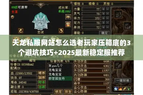 天龙私服网站怎么选老玩家压箱底的3个避坑技巧+2025最新稳定服推荐