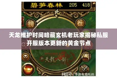 天龙维护时间暗藏玄机老玩家揭秘私服开服版本更新的黄金节点