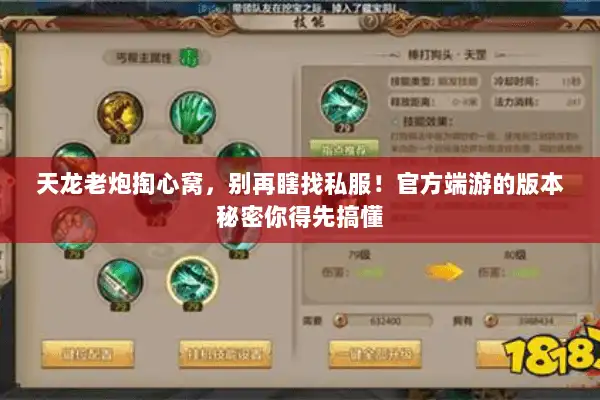 天龙老炮掏心窝，别再瞎找私服！官方端游的版本秘密你得先搞懂