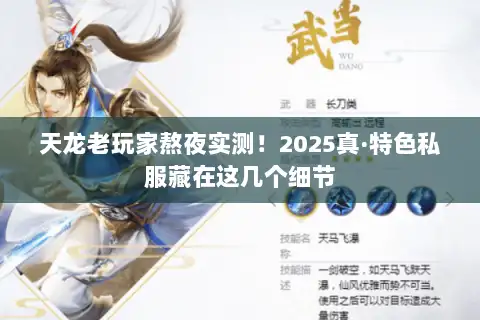 天龙老玩家熬夜实测！2025真·特色私服藏在这几个细节