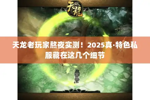 天龙老玩家熬夜实测！2025真·特色私服藏在这几个细节