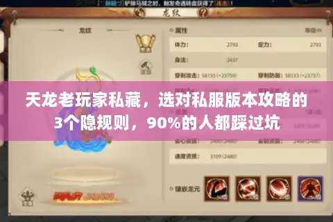 天龙老玩家私藏,选对私服版本攻略的3个隐规则,90%的人都踩过坑 天龙老玩家私藏,选对私服版本攻略的3个隐规则,90%的人都踩过坑