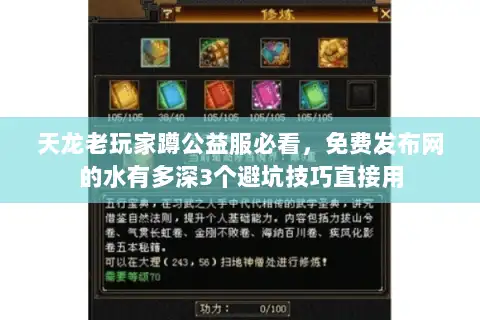 天龙老玩家蹲公益服必看，免费发布网的水有多深3个避坑技巧直接用