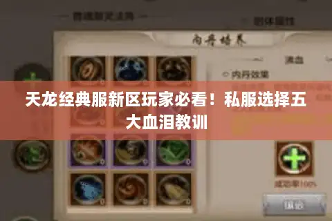 天龙经典服新区玩家必看！私服选择五大血泪教训