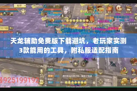 天龙辅助免费版下载避坑，老玩家实测3款能用的工具，附私服适配指南