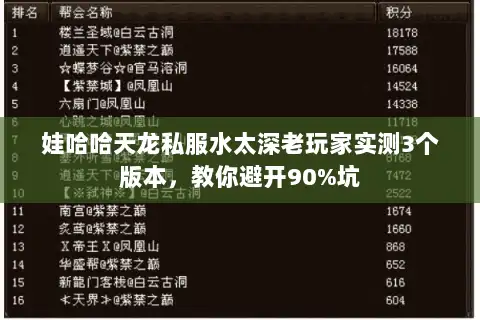 娃哈哈天龙私服水太深老玩家实测3个版本,教你避开90%坑 娃哈哈天龙私服水太深老玩家实测3个版本,教你避开90%坑
