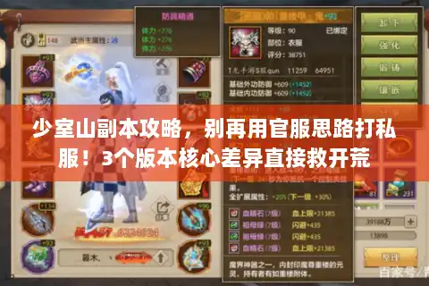 少室山副本攻略，别再用官服思路打私服！3个版本核心差异直接救开荒