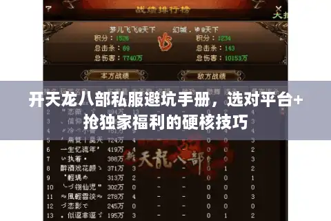 开天龙八部私服避坑手册，选对平台+抢独家福利的硬核技巧
