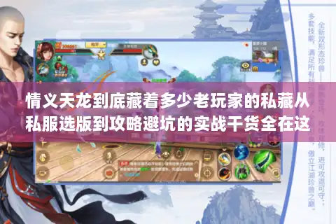 情义天龙到底藏着多少老玩家的私藏从私服选版到攻略避坑的实战干货全在这