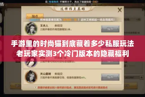 手游里的时尚猫到底藏着多少私服玩法老玩家实测3个冷门版本的隐藏福利