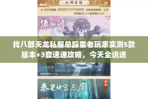 找八部天龙私服总踩雷老玩家实测5款版本+3套速通攻略，今天全说透