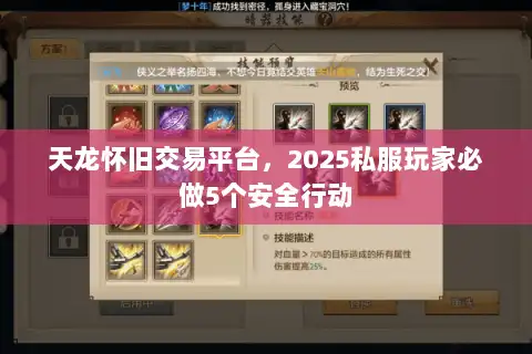 天龙怀旧交易平台，2025私服玩家必做5个安全行动