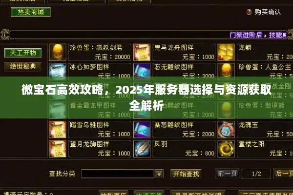 微宝石高效攻略,2025年服务器选择与资源获取全解析 微宝石高效攻略,2025年服务器选择与资源获取全解析