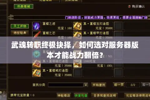 武魂转职终极抉择，如何选对服务器版本才能战力翻倍？