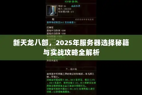 新天龙八部，2025年服务器选择秘籍与实战攻略全解析