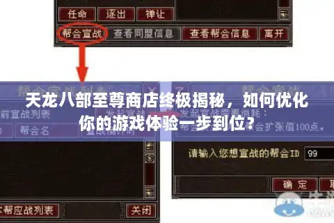 天龙八部至尊商店终极揭秘,如何优化你的游戏体验一步到位? 天龙八部至尊商店终极揭秘,如何优化你的游戏体验一步到位?