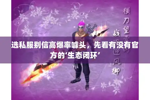 选私服别信高爆率噱头，先看有没有官方的‘生态闭环’