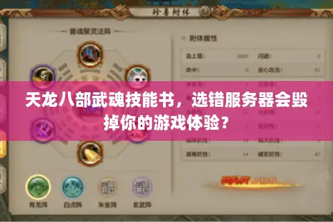 天龙八部武魂技能书，选错服务器会毁掉你的游戏体验？