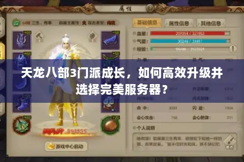 天龙八部3门派成长，如何高效升级并选择完美服务器？