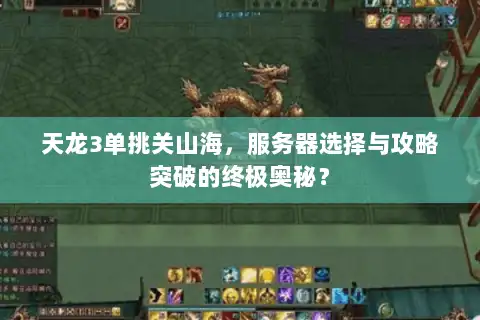 天龙3单挑关山海，服务器选择与攻略突破的终极奥秘？