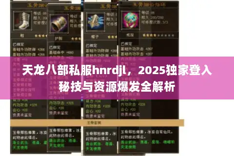 天龙八部私服hnrdjl,2025独家登入秘技与资源爆发全解析 天龙八部私服hnrdjl,2025独家登入秘技与资源爆发全解析