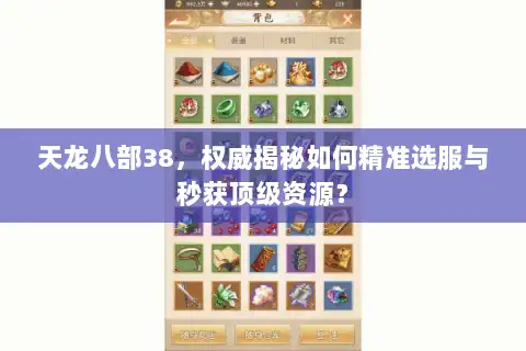 天龙八部38,权威揭秘如何精准选服与秒获顶级资源? 天龙八部38,权威揭秘如何精准选服与秒获顶级资源?