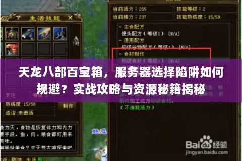天龙八部百宝箱，服务器选择陷阱如何规避？实战攻略与资源秘籍揭秘
